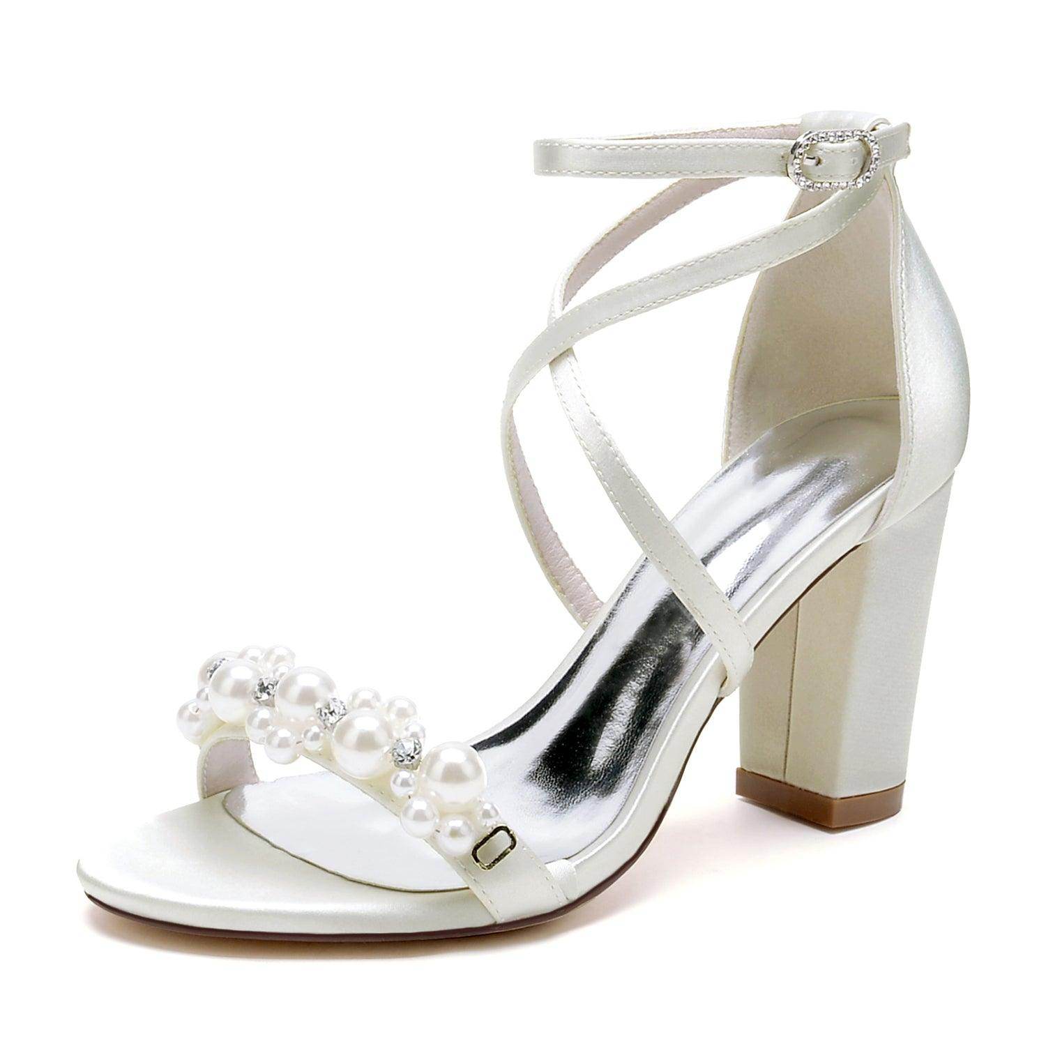 Chunky Heel 8.5cm Silk-Like Shoes CK0447 - COCOMELODY