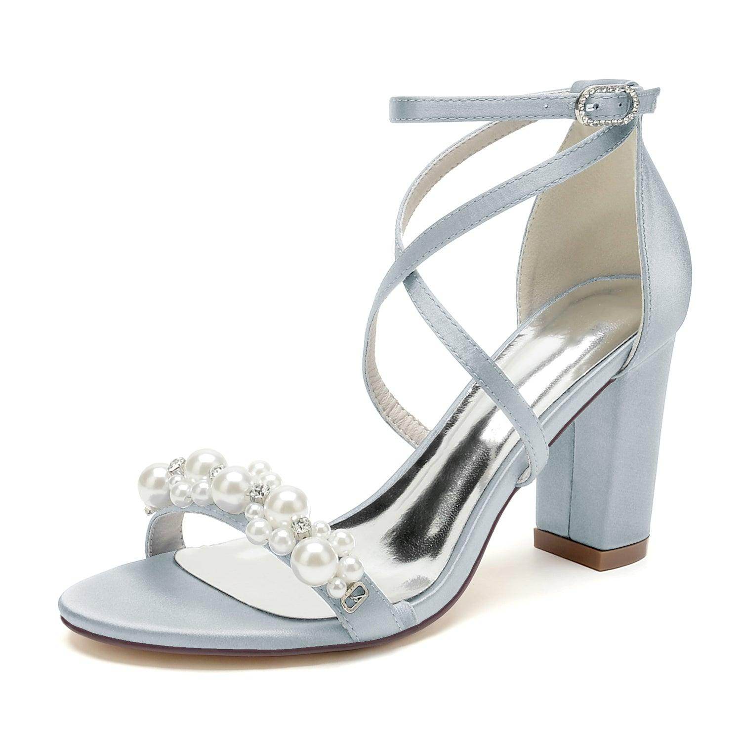Chunky Heel 8.5cm Silk-Like Shoes CK0447 - COCOMELODY