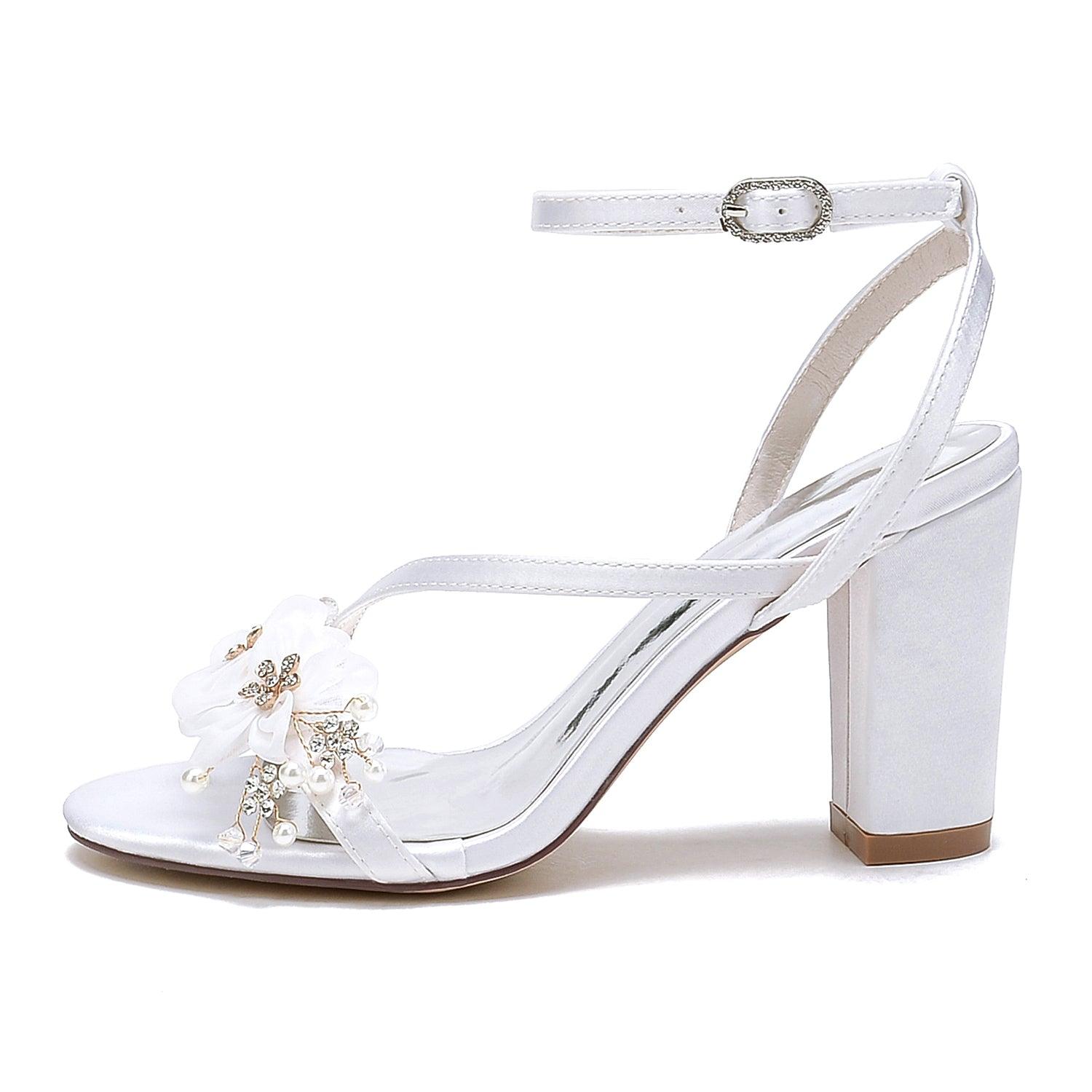 Chunky Heel 8.5cm Silk-Like Shoes CK0448 - COCOMELODY