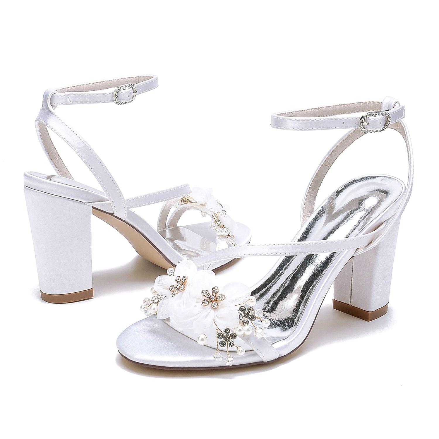 Chunky Heel 8.5cm Silk-Like Shoes CK0448 - COCOMELODY