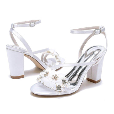Chunky Heel 8.5cm Silk-Like Shoes CK0448 - COCOMELODY