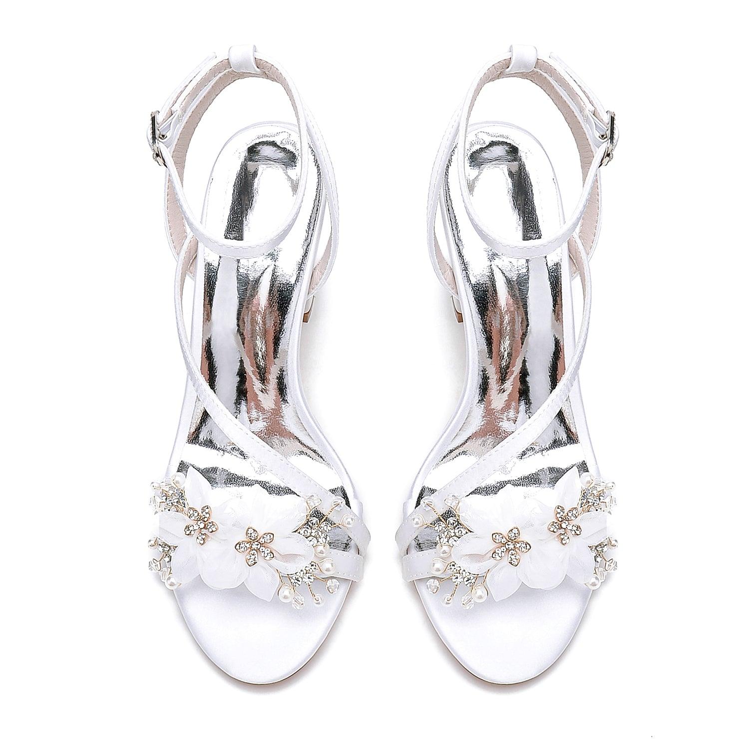 Chunky Heel 8.5cm Silk-Like Shoes CK0448 - COCOMELODY