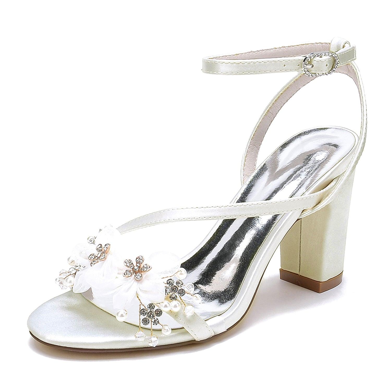 Chunky Heel 8.5cm Silk-Like Shoes CK0448 - COCOMELODY