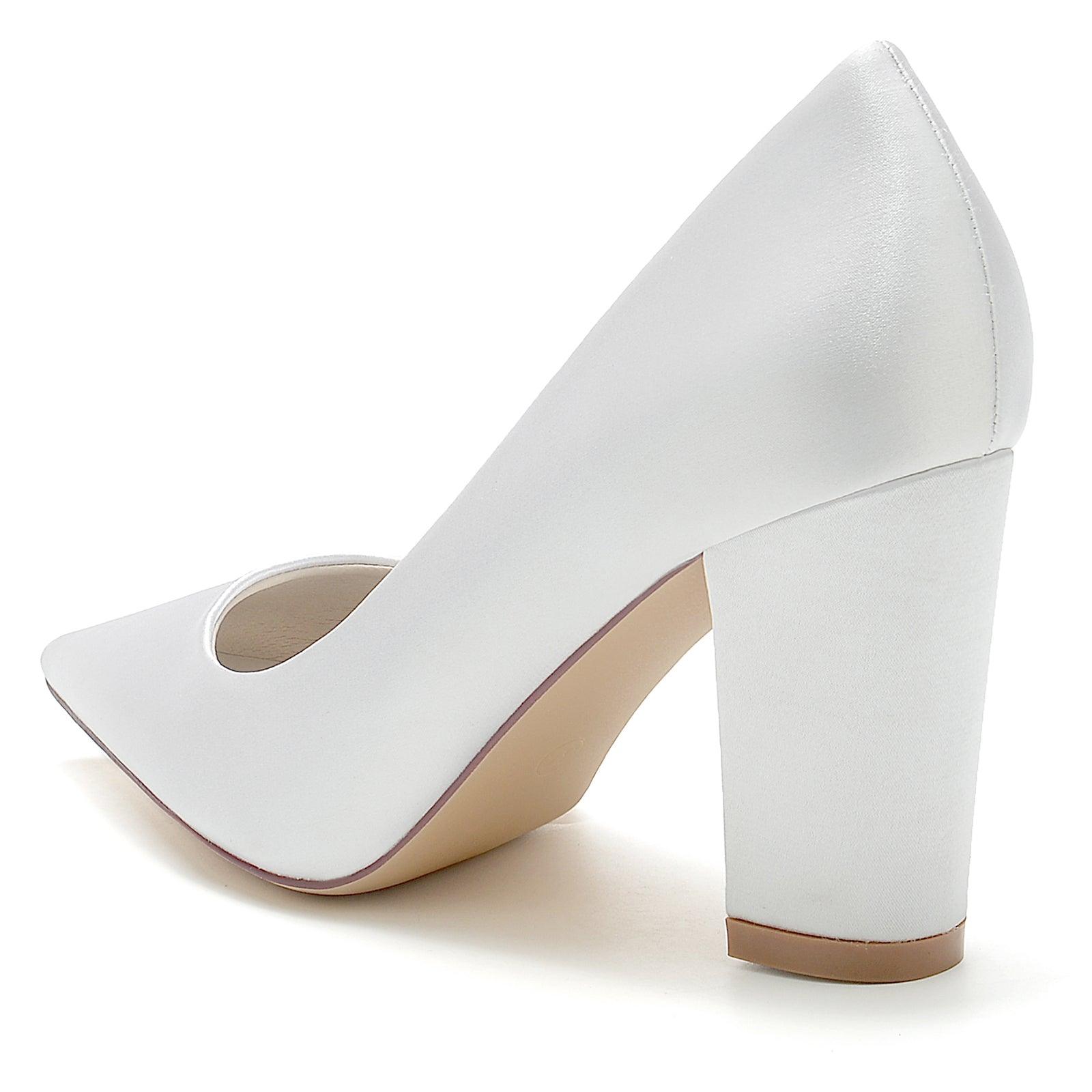 Chunky Heel 8.5cm Silk-Like Shoes CK0460 - COCOMELODY