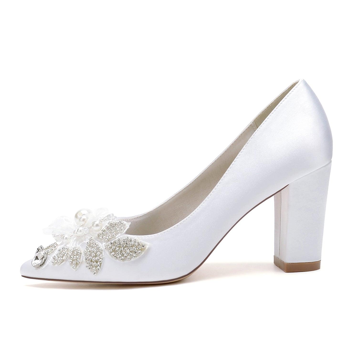 Chunky Heel 8.5cm Silk-Like Shoes CK0460 - COCOMELODY
