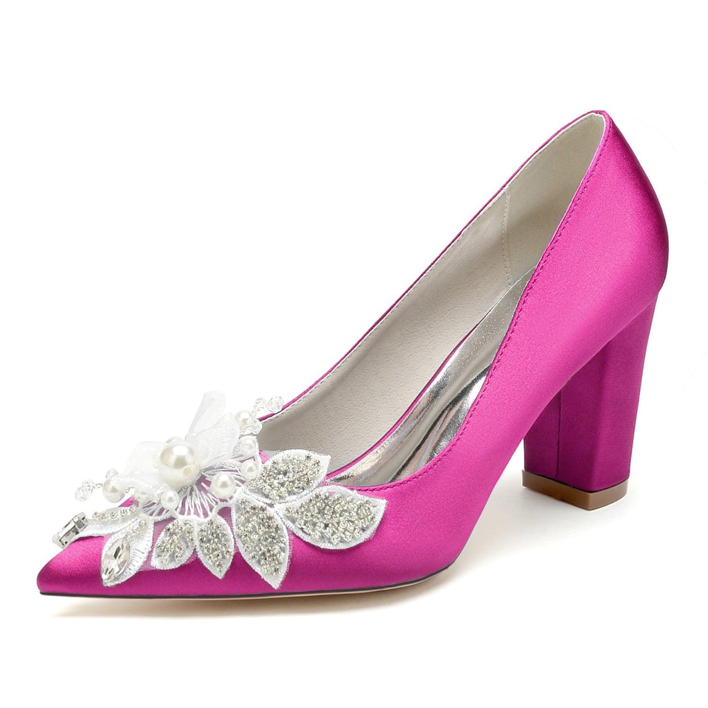 Chunky Heel 8.5cm Silk-Like Shoes CK0460 - COCOMELODY