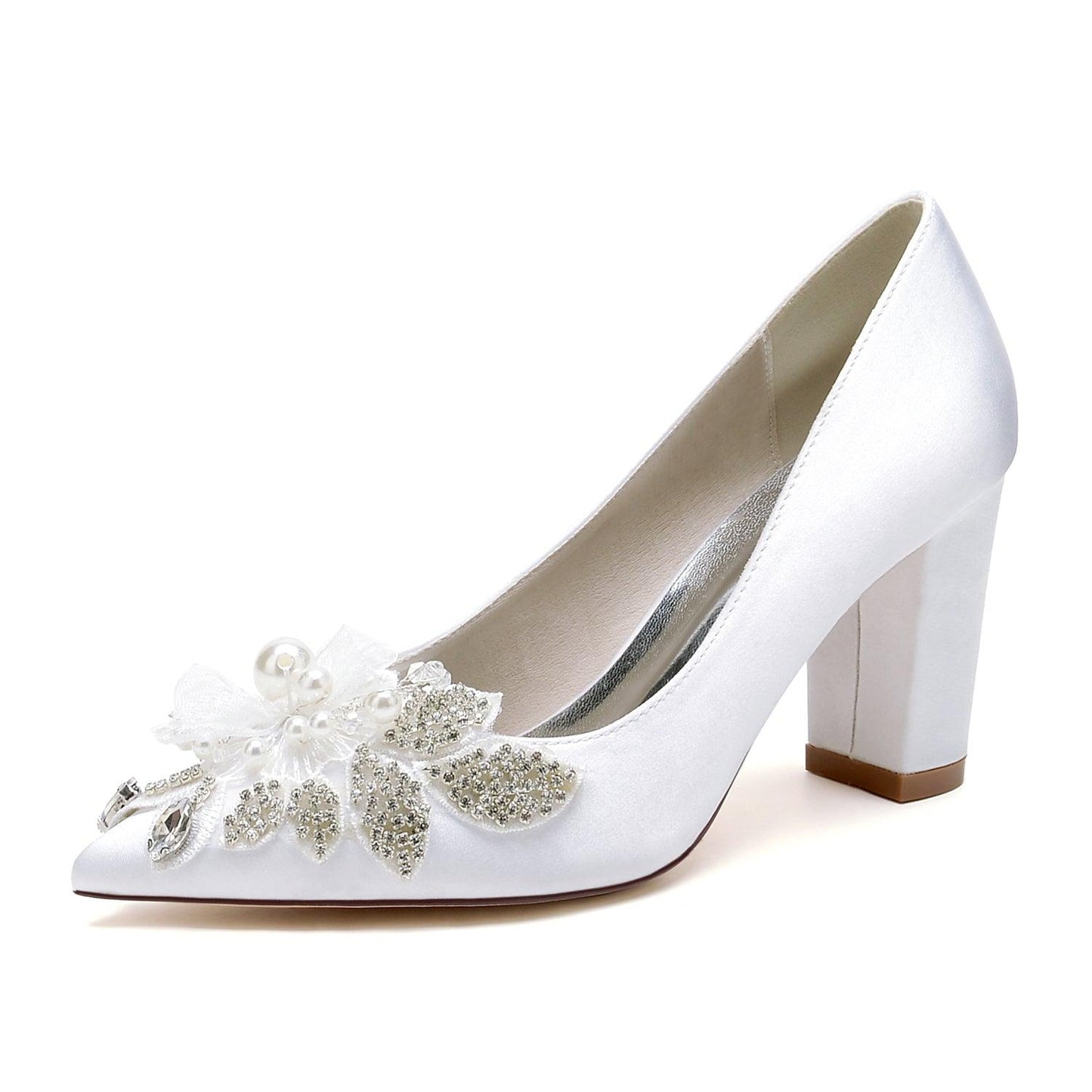 Chunky Heel 8.5cm Silk-Like Shoes CK0460 - COCOMELODY