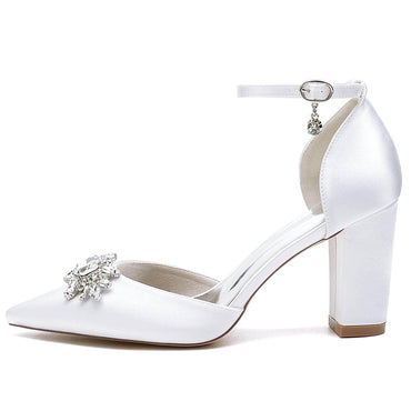 Chunky Heel 8.5cm Silk-Like Shoes CK0461 - COCOMELODY