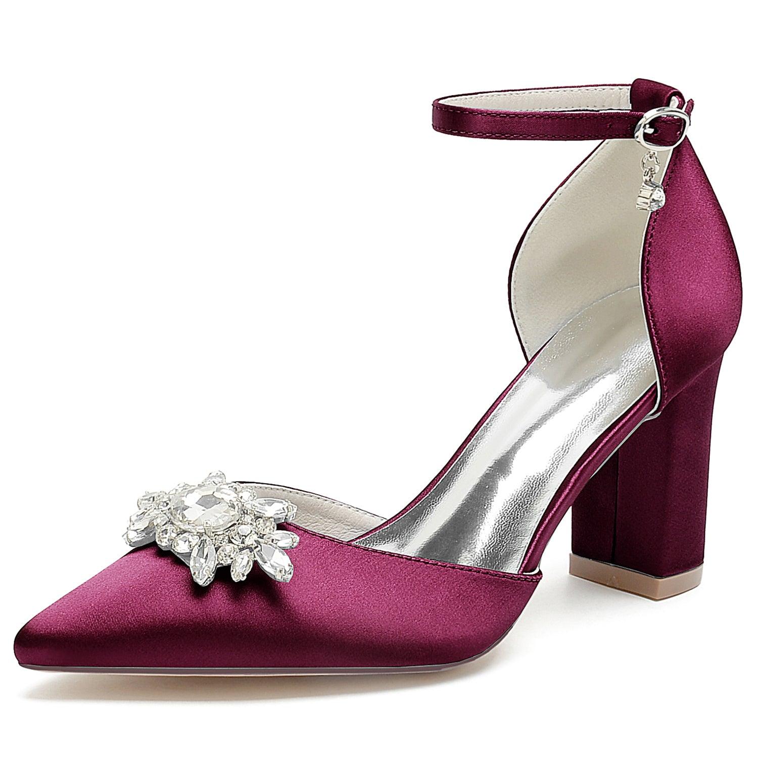 Chunky Heel 8.5cm Silk-Like Shoes CK0461 - COCOMELODY