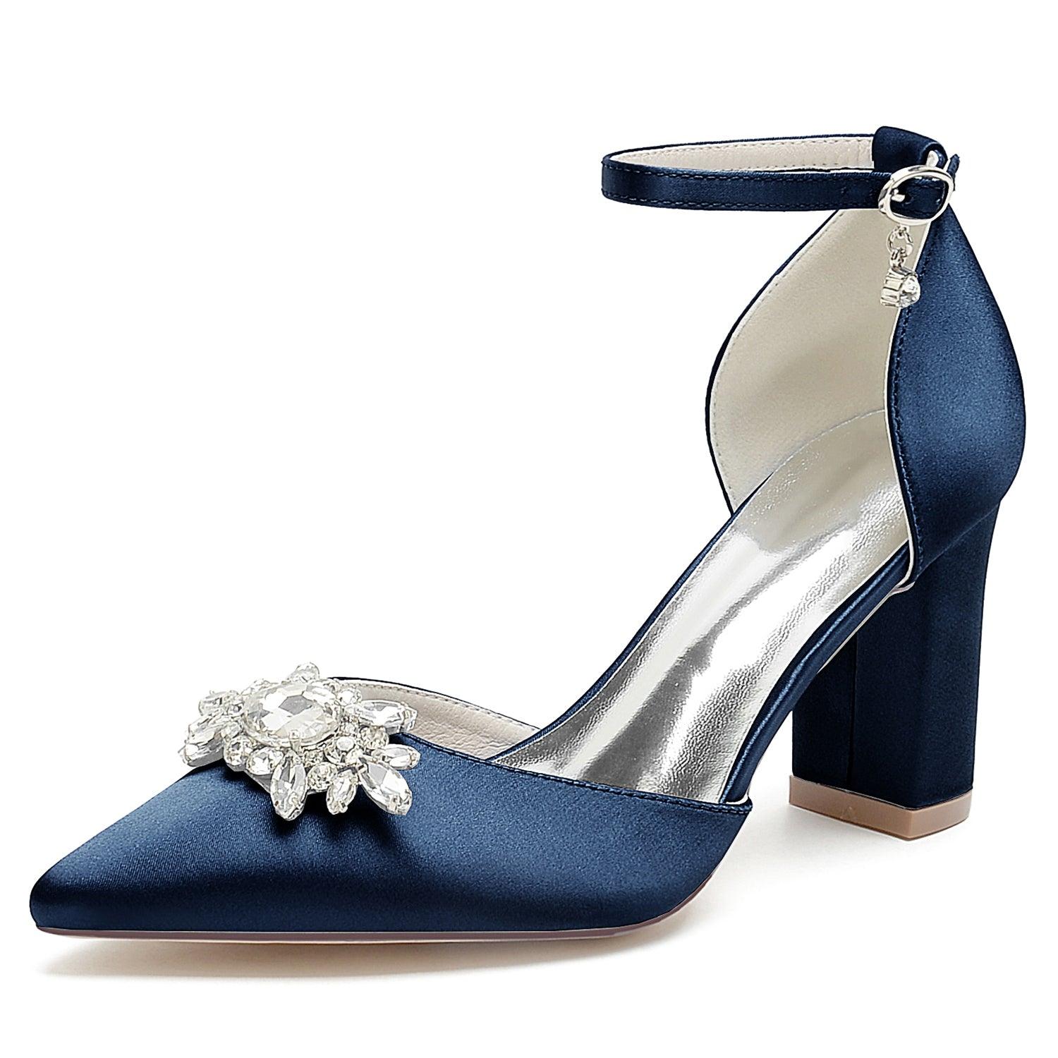 Chunky Heel 8.5cm Silk-Like Shoes CK0461 - COCOMELODY