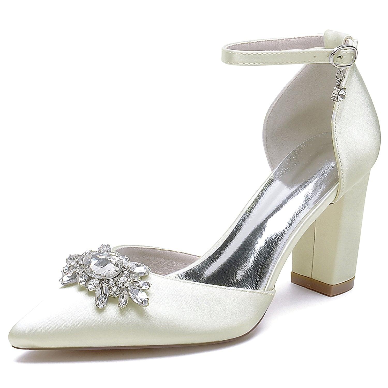 Chunky Heel 8.5cm Silk-Like Shoes CK0461 - COCOMELODY