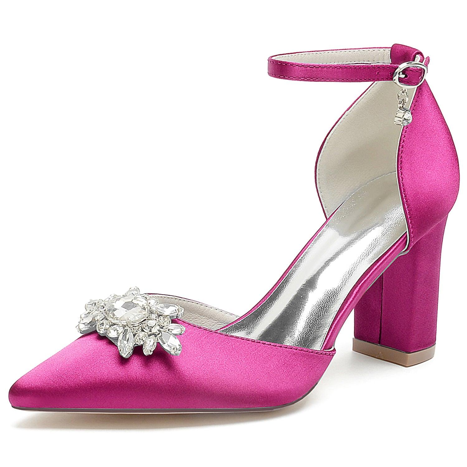 Chunky Heel 8.5cm Silk-Like Shoes CK0461 - COCOMELODY