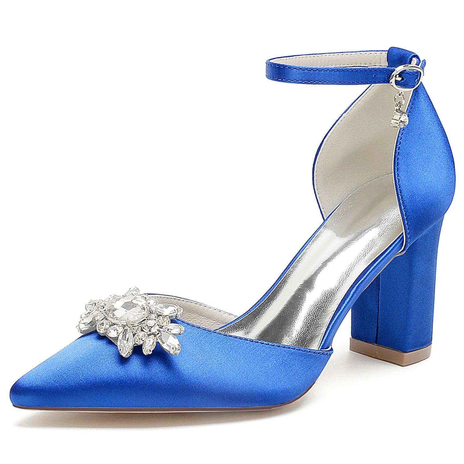 Chunky Heel 8.5cm Silk-Like Shoes CK0461 - COCOMELODY