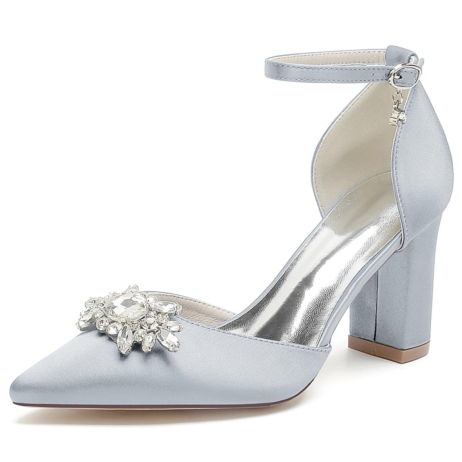 Chunky Heel 8.5cm Silk-Like Shoes CK0461 - COCOMELODY