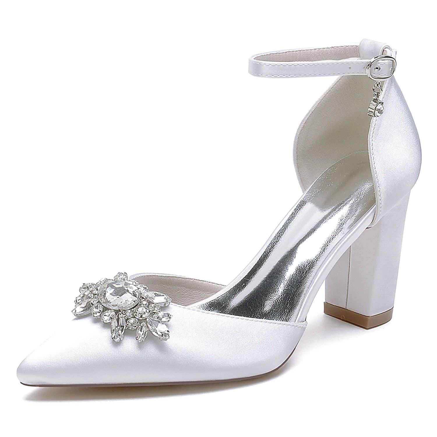 Chunky Heel 8.5cm Silk-Like Shoes CK0461 - COCOMELODY