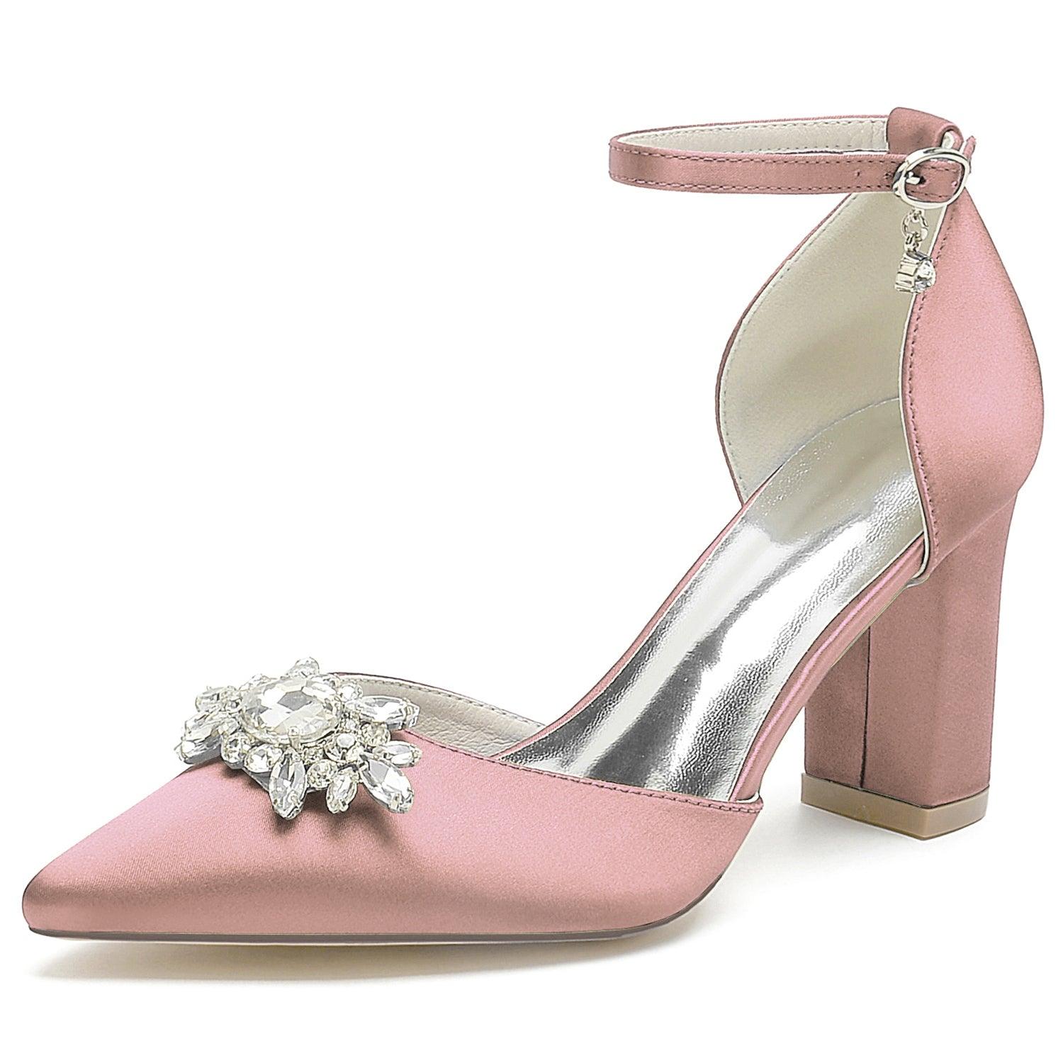 Chunky Heel 8.5cm Silk-Like Shoes CK0461 - COCOMELODY