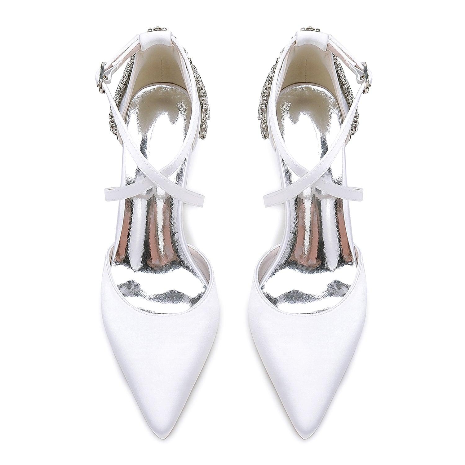 Chunky Heel 8.5cm Silk-Like Shoes CK0462 - COCOMELODY