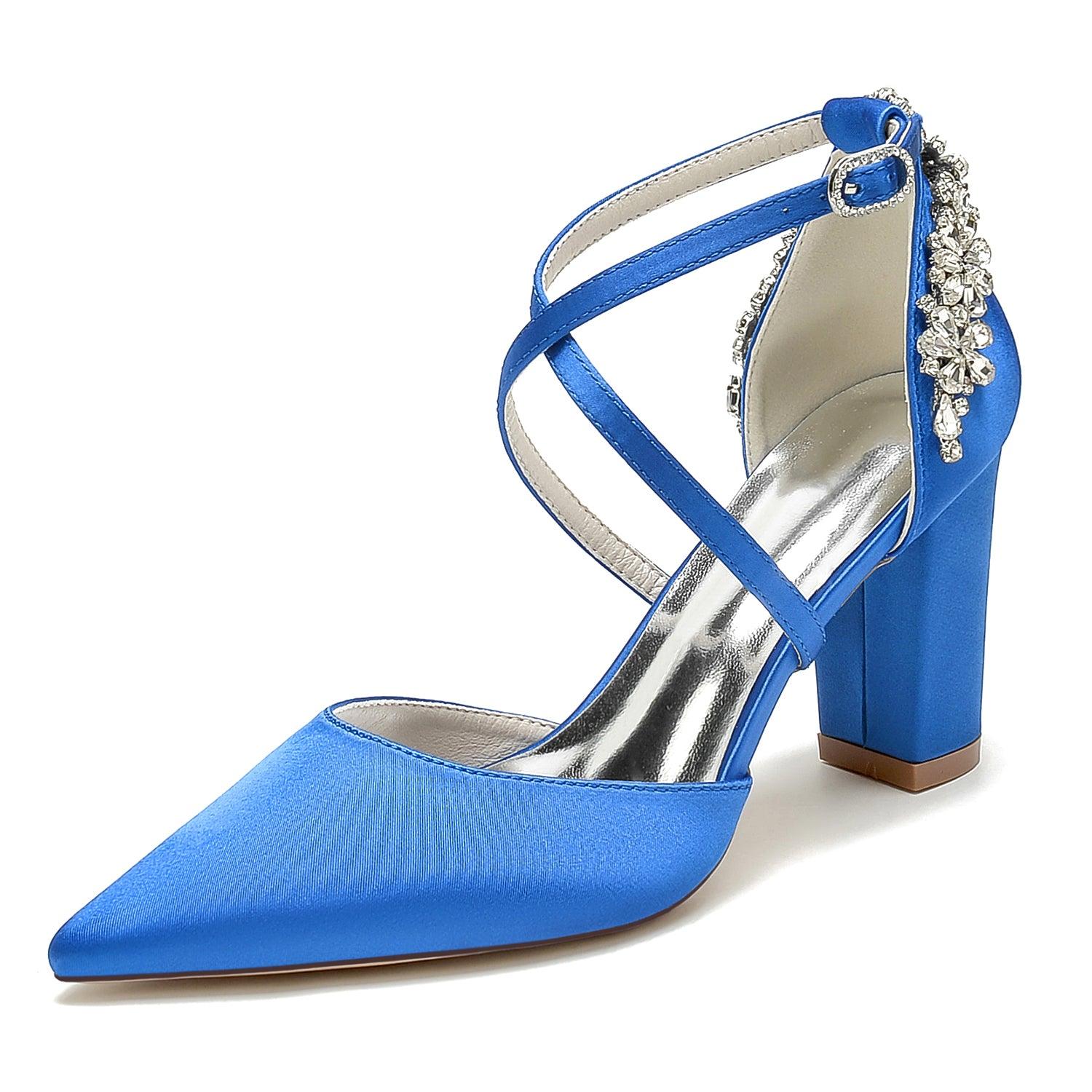 Chunky Heel 8.5cm Silk-Like Shoes CK0462 - COCOMELODY