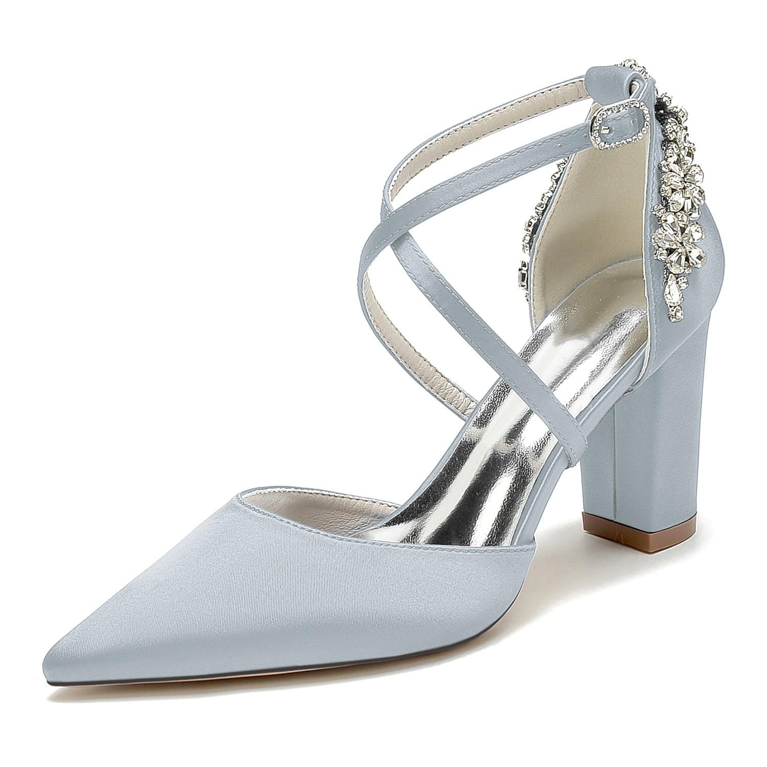 Chunky Heel 8.5cm Silk-Like Shoes CK0462 - COCOMELODY
