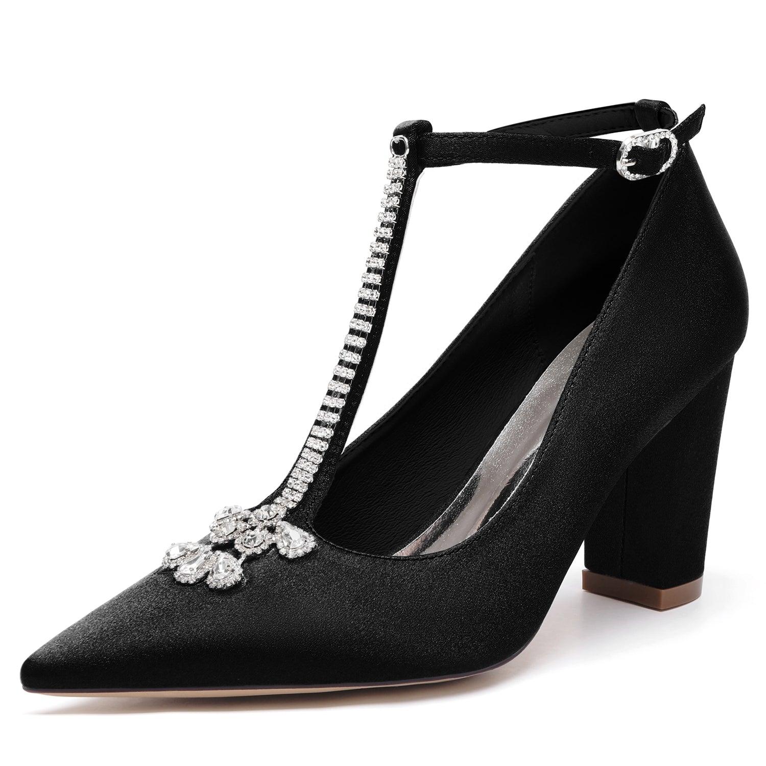 Chunky Heel 8.5cm Silk-Like Shoes CK0468 - COCOMELODY