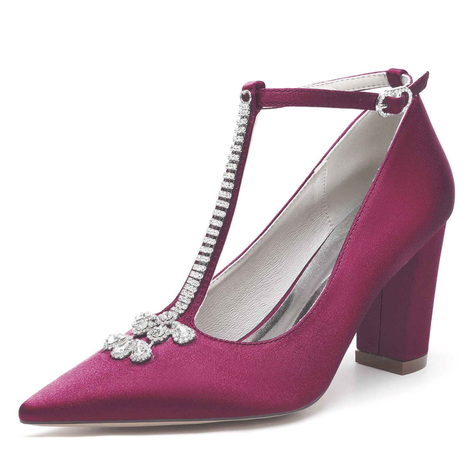 Chunky Heel 8.5cm Silk-Like Shoes CK0468 - COCOMELODY