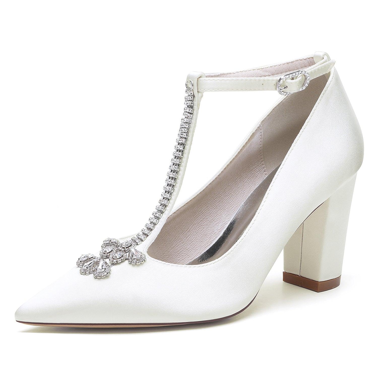 Chunky Heel 8.5cm Silk-Like Shoes CK0468 - COCOMELODY