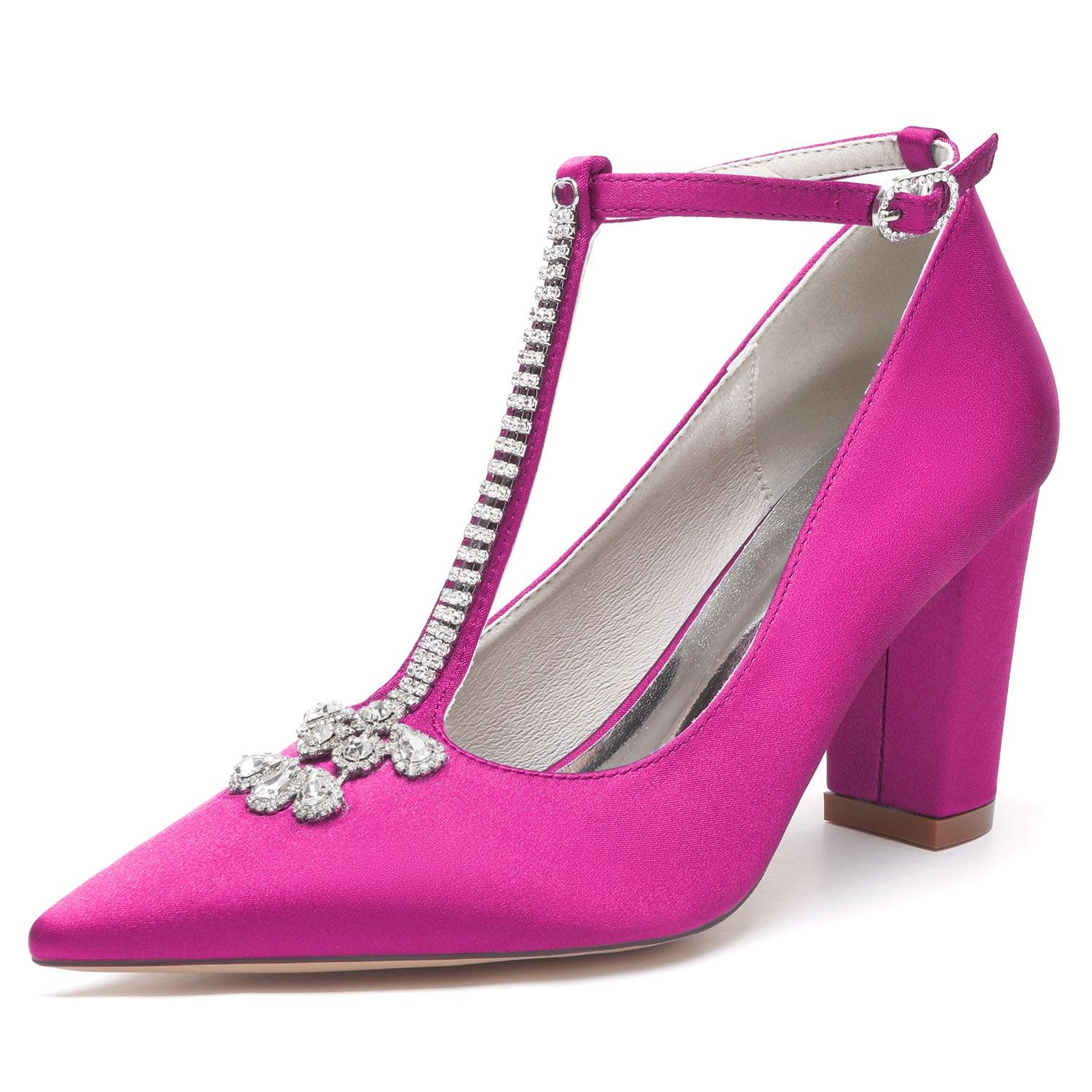Chunky Heel 8.5cm Silk-Like Shoes CK0468 - COCOMELODY