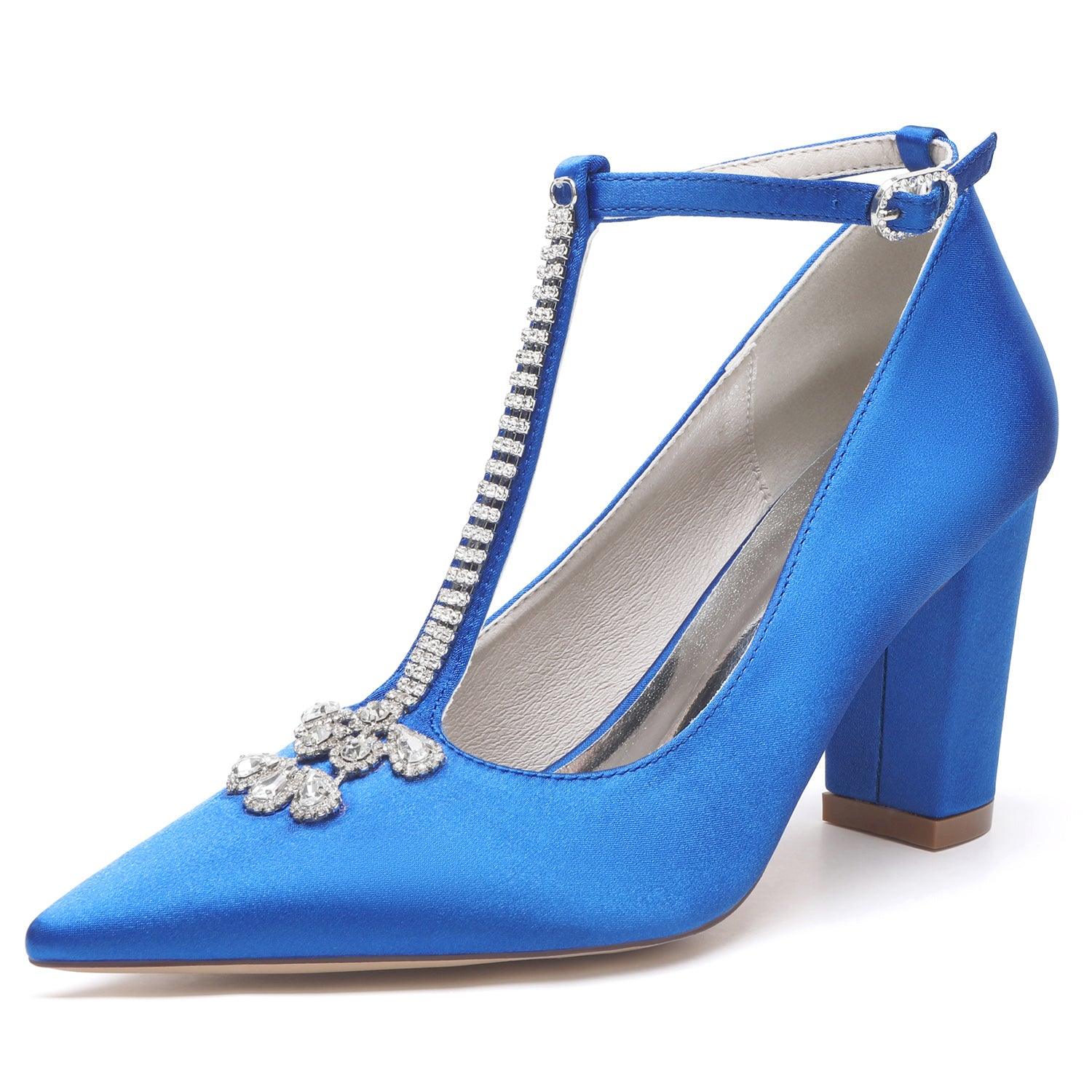 Chunky Heel 8.5cm Silk-Like Shoes CK0468 - COCOMELODY