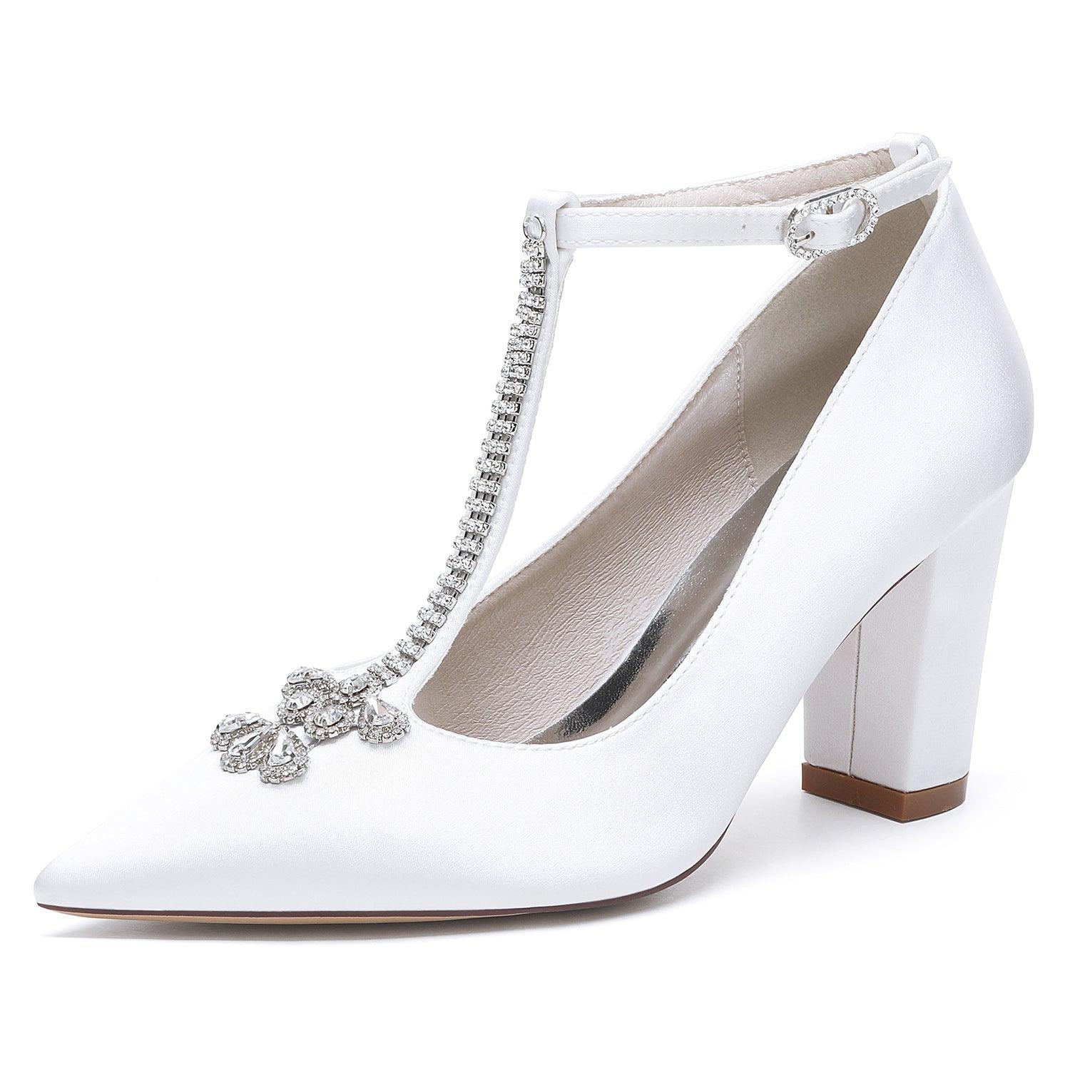 Chunky Heel 8.5cm Silk-Like Shoes CK0468 - COCOMELODY