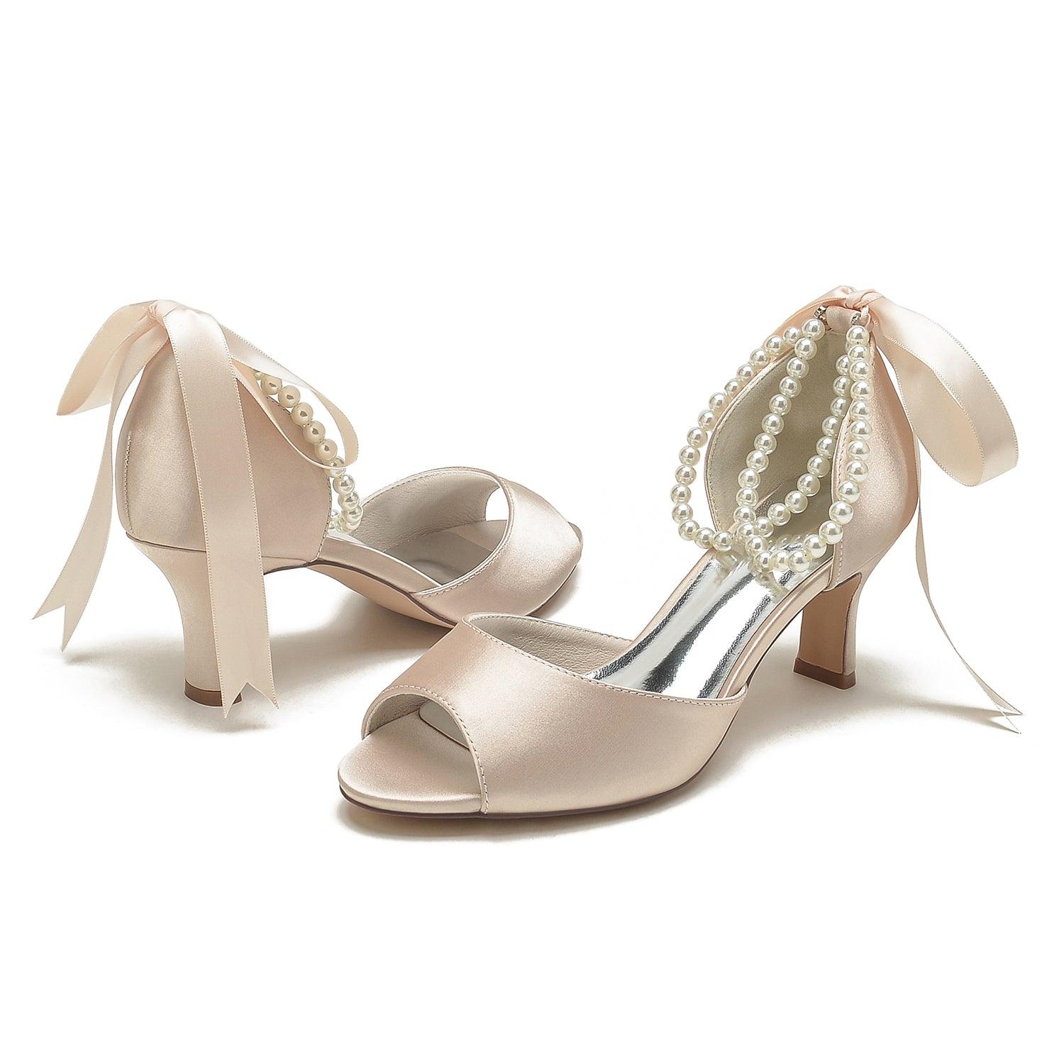 Chunky Heel 6.5cm Silk-Like Shoes CK0470 - COCOMELODY