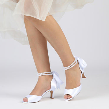 Chunky Heel 6.5cm Silk-Like Shoes CK0470 - COCOMELODY