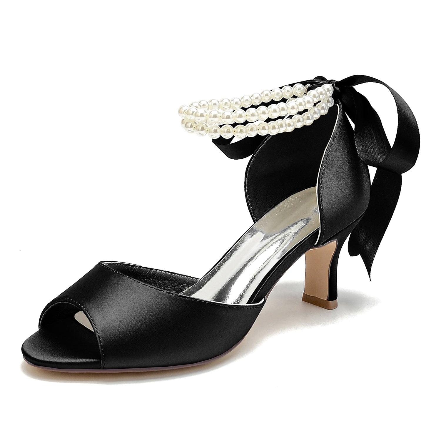 Chunky Heel 6.5cm Silk-Like Shoes CK0470 - COCOMELODY