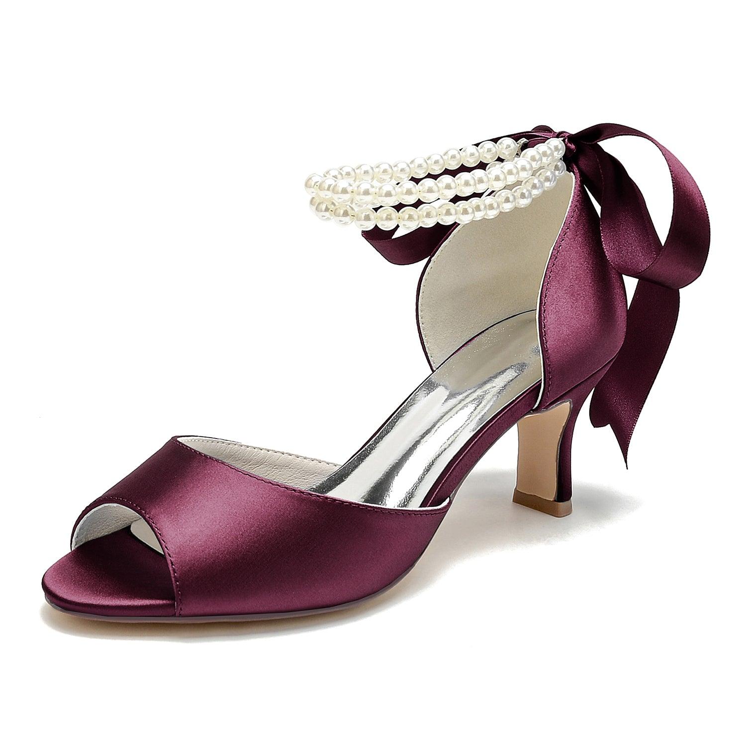 Chunky Heel 6.5cm Silk-Like Shoes CK0470 - COCOMELODY