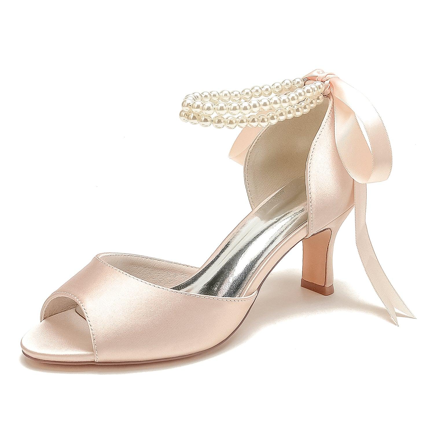 Chunky Heel 6.5cm Silk-Like Shoes CK0470 - COCOMELODY