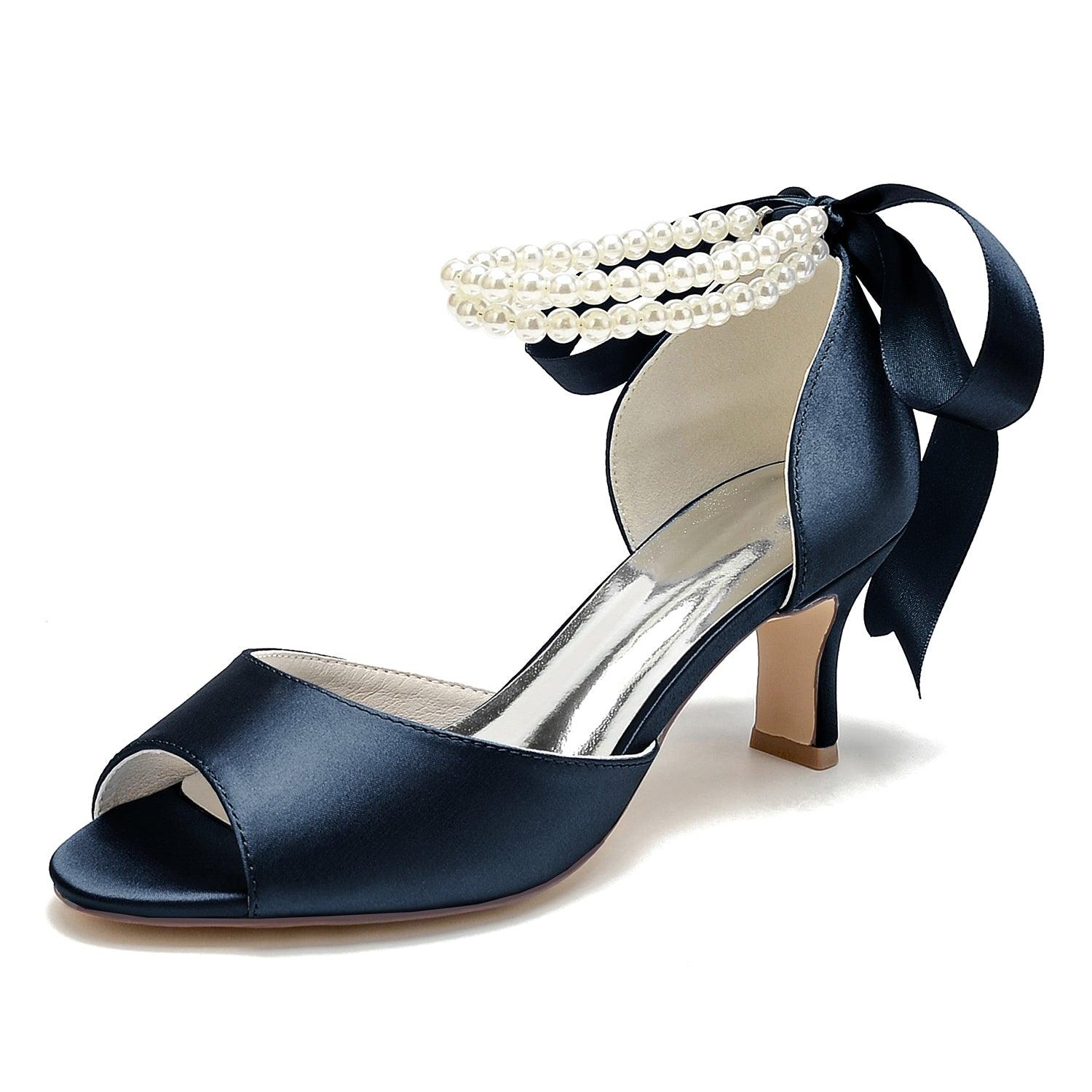 Chunky Heel 6.5cm Silk-Like Shoes CK0470 - COCOMELODY