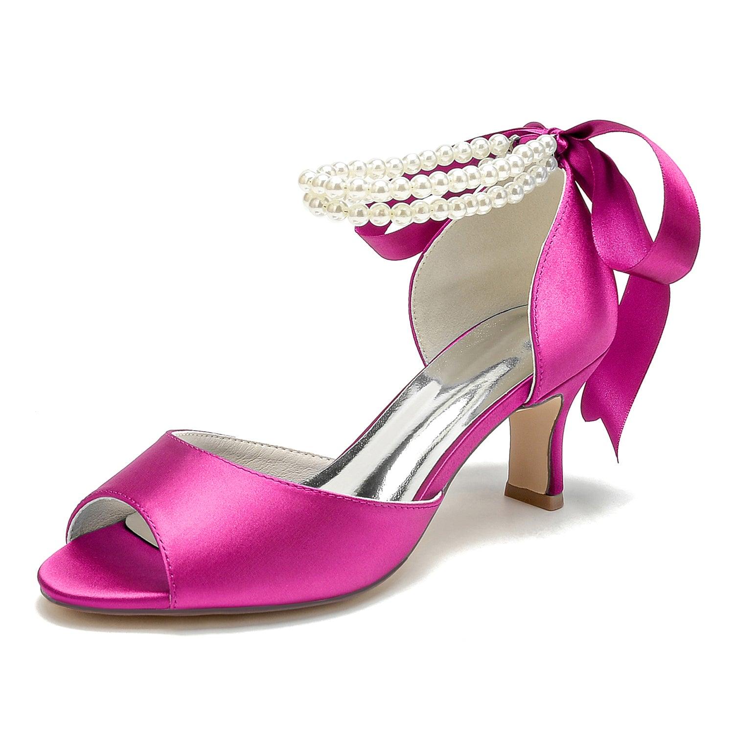 Chunky Heel 6.5cm Silk-Like Shoes CK0470 - COCOMELODY
