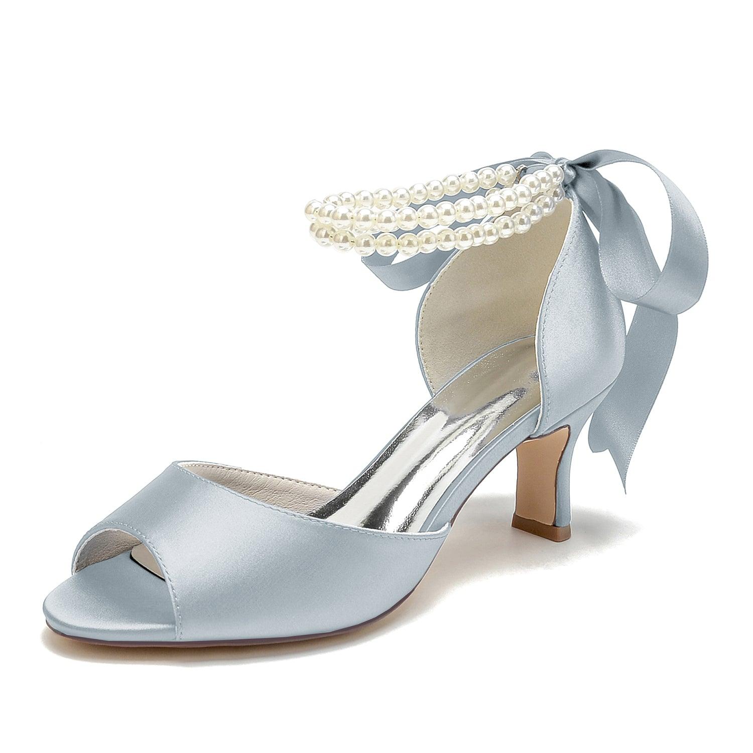 Chunky Heel 6.5cm Silk-Like Shoes CK0470 - COCOMELODY