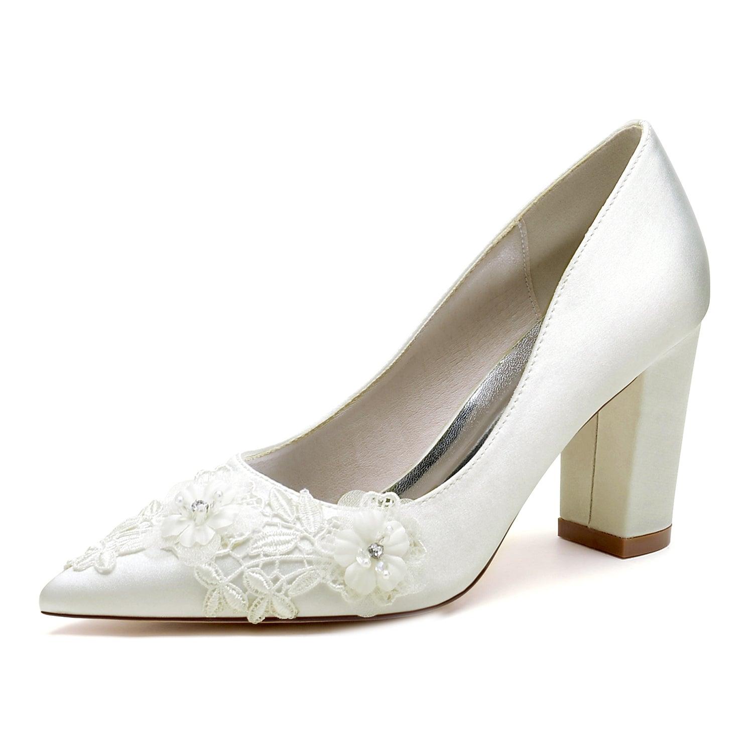 Chunky Heel 8.5cm Silk-Like Shoes CK0486 - COCOMELODY