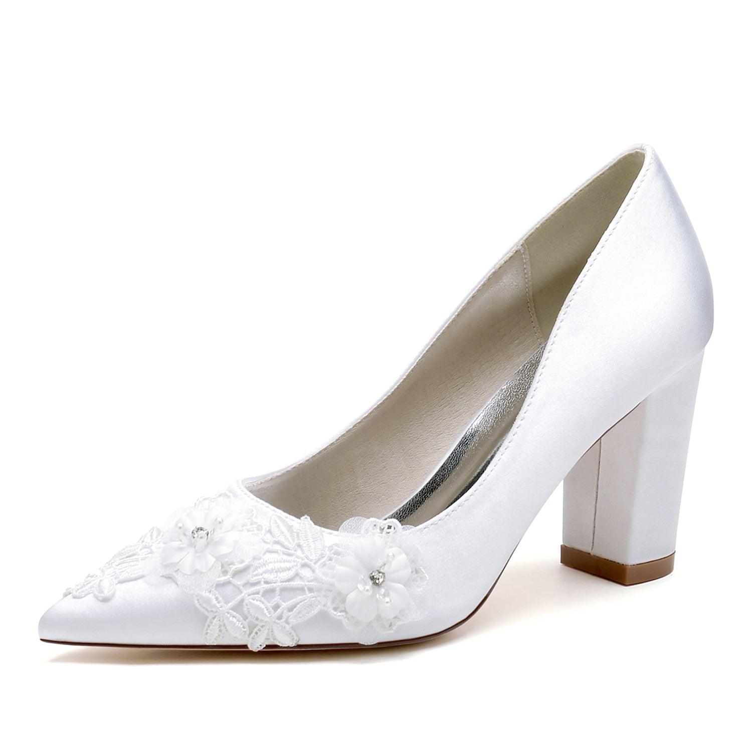 Chunky Heel 8.5cm Silk-Like Shoes CK0486 - COCOMELODY