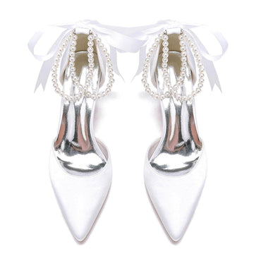 Chunky Heel 8.5cm Silk-Like Shoes CK0487 - COCOMELODY