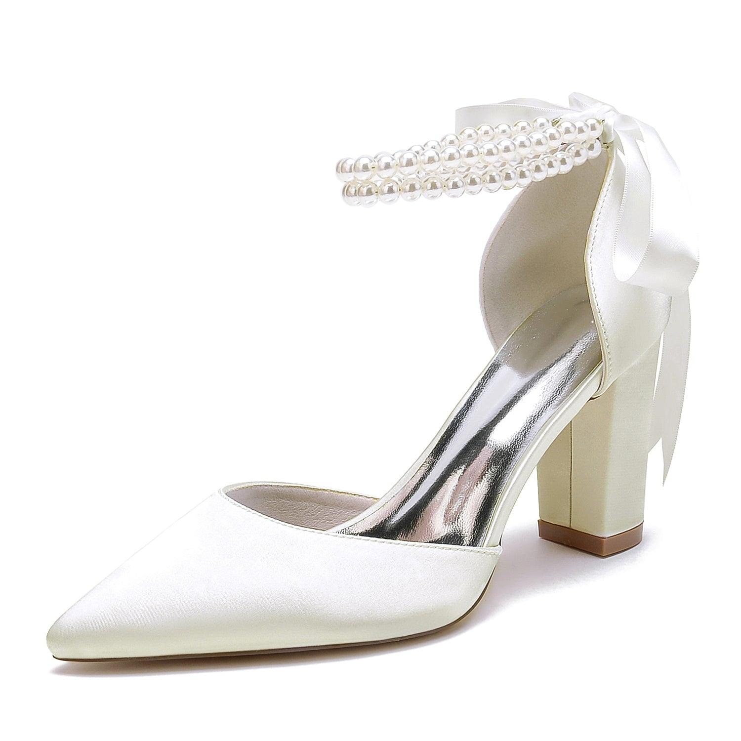 Chunky Heel 8.5cm Silk-Like Shoes CK0487 - COCOMELODY