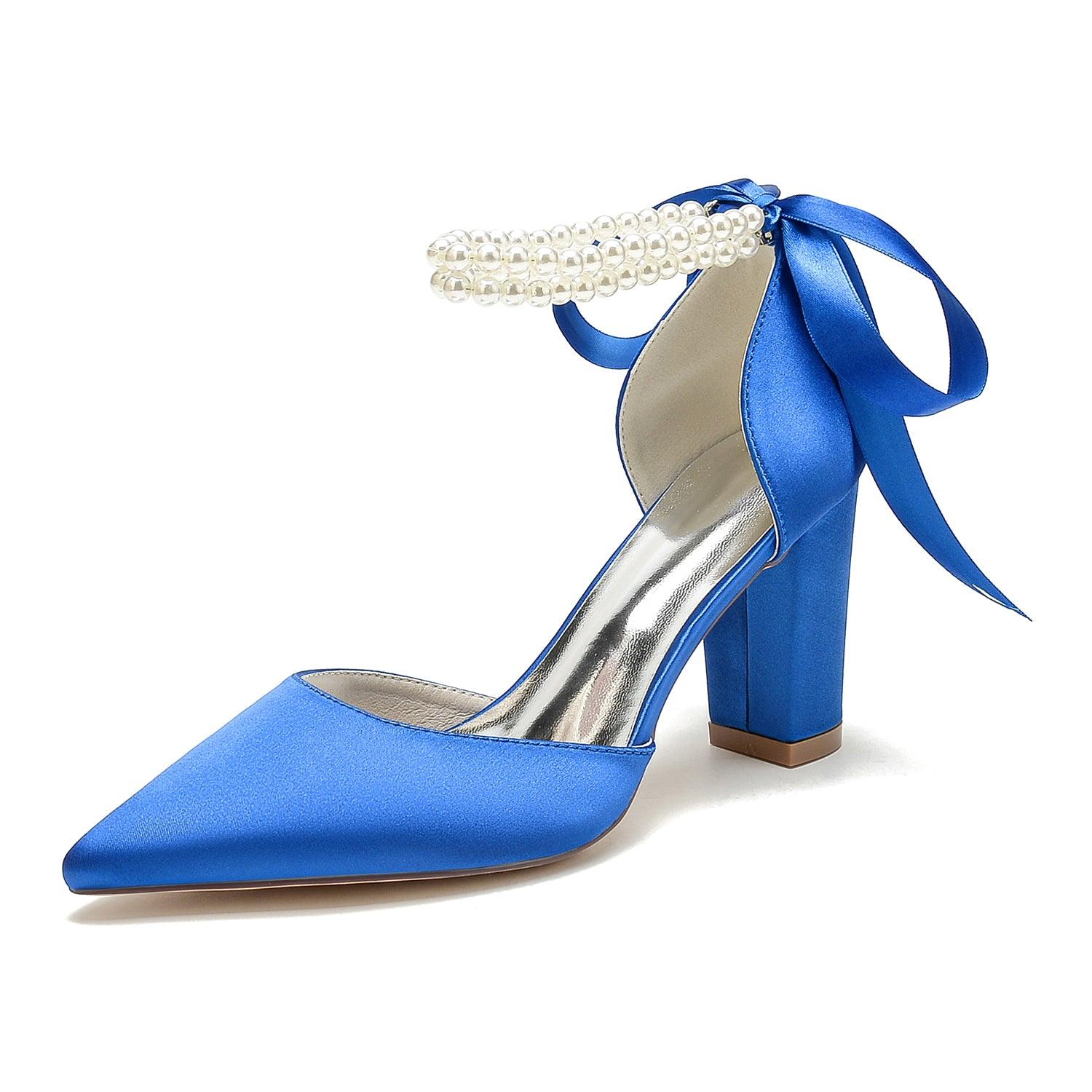 Chunky Heel 8.5cm Silk-Like Shoes CK0487 - COCOMELODY