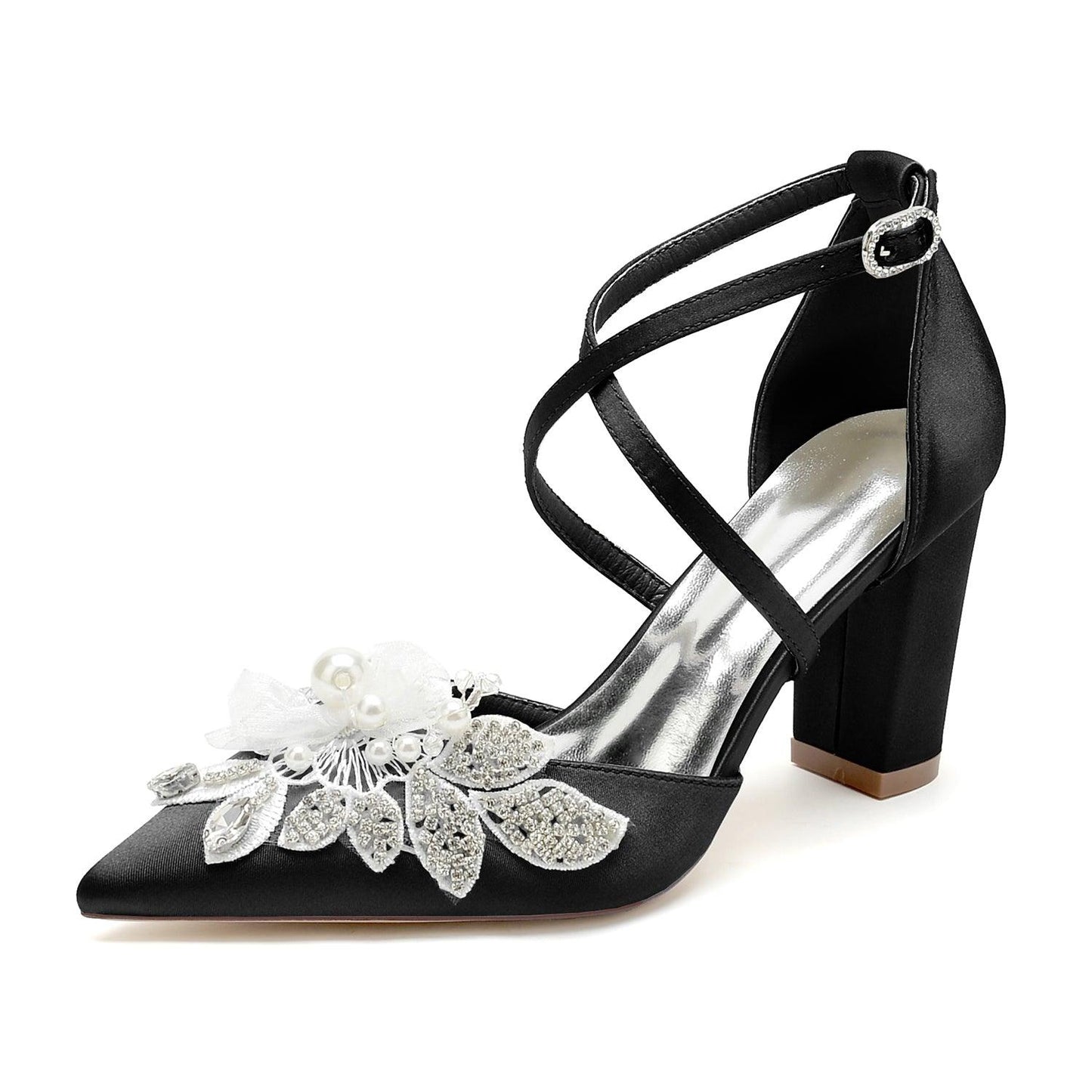 Chunky Heel 8.5cm Silk-Like Shoes CK0488 - COCOMELODY
