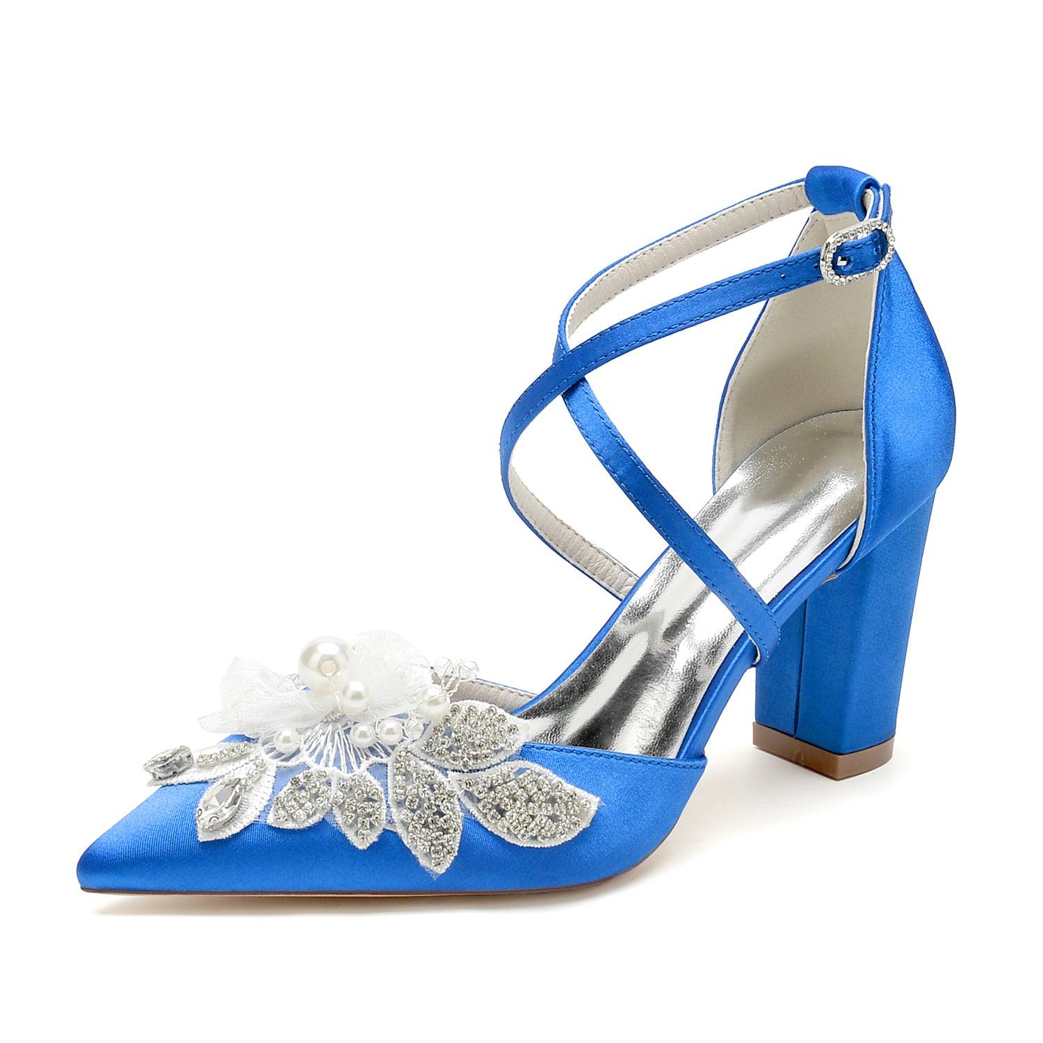 Chunky Heel 8.5cm Silk-Like Shoes CK0488 - COCOMELODY