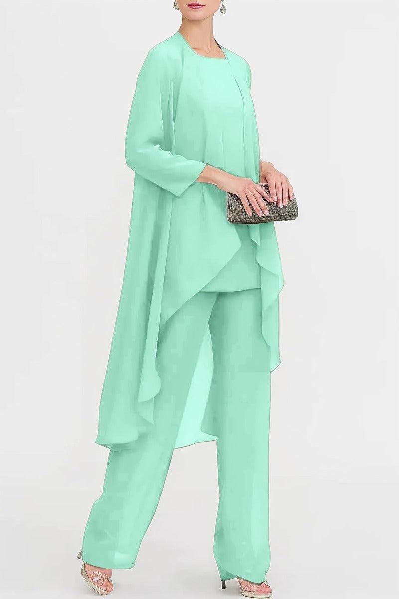 Three-Piece Floor Length Chiffon Mother Dress CM0074 - COCOMELODY