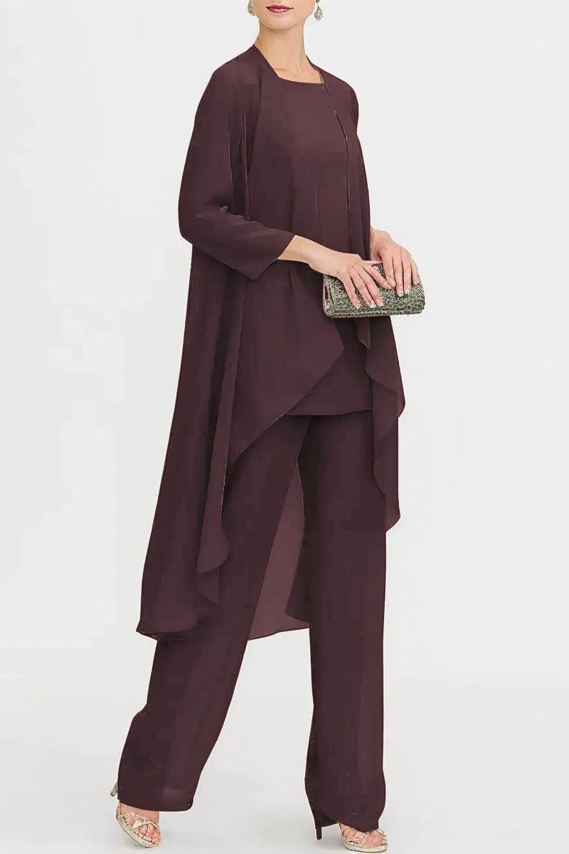 Three-Piece Floor Length Chiffon Mother Dress CM0074 - COCOMELODY