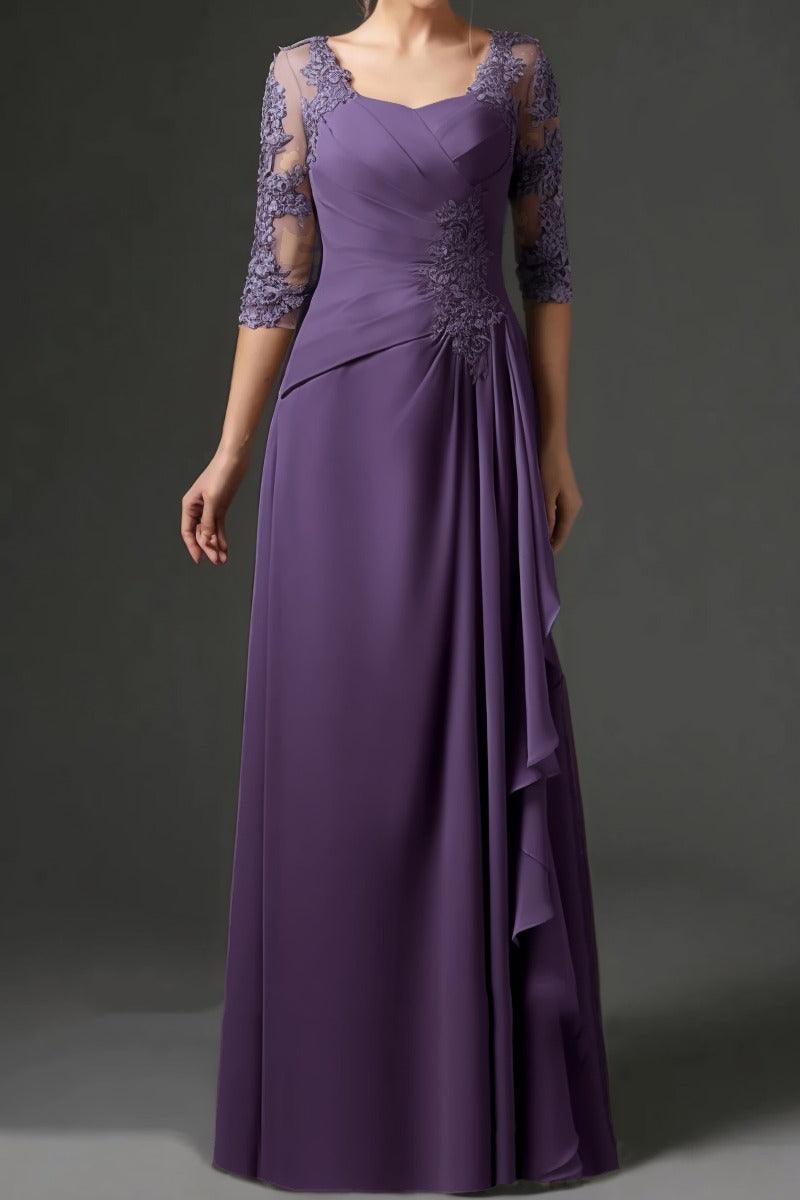 Sheath-Column Floor Length Chiffon Mother Dress CM0075 - COCOMELODY