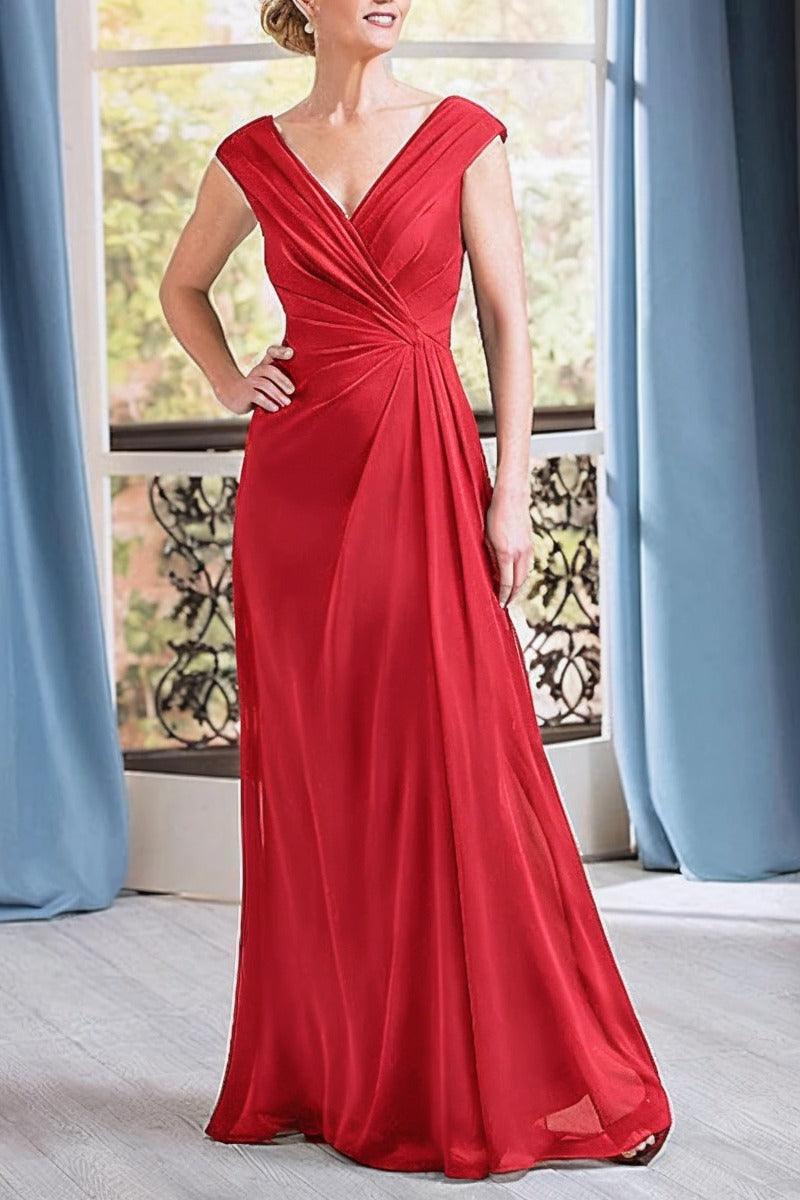 A-Line Floor Length Chiffon Mother Dress CM0076 - COCOMELODY