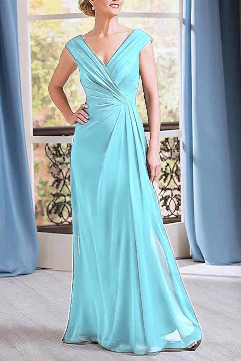 A-Line Floor Length Chiffon Mother Dress CM0076 - COCOMELODY