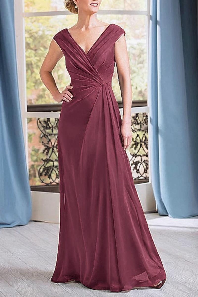 A-Line Floor Length Chiffon Mother Dress CM0076 - COCOMELODY